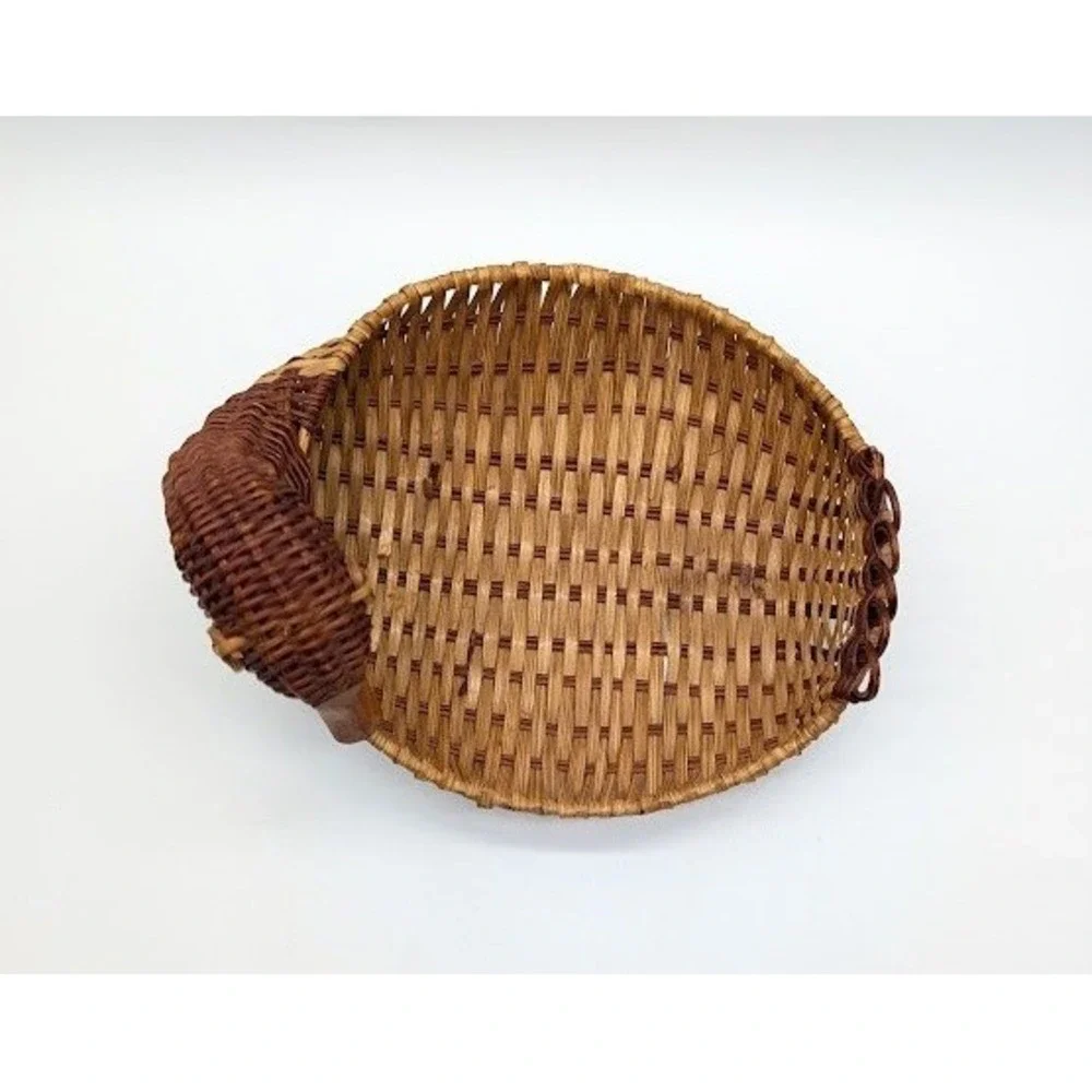 Vintage Woven Wicker Rattan Duck Basket 8x7x6 Catchall Keys Boho Farmhouse Cabin